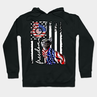 Patriotic 4th of July Cat Freedom Cat American Flag America Hoodie